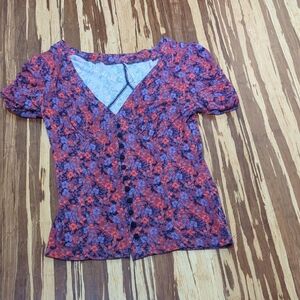 Free People Puff Sleeve Fitted Blouse